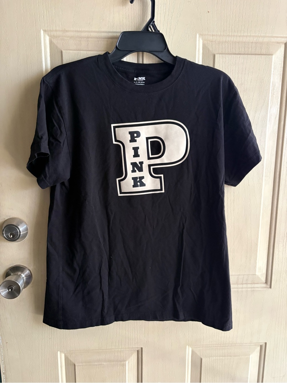 Victoria's Secret PINK Black Tee with White 'P' Logo